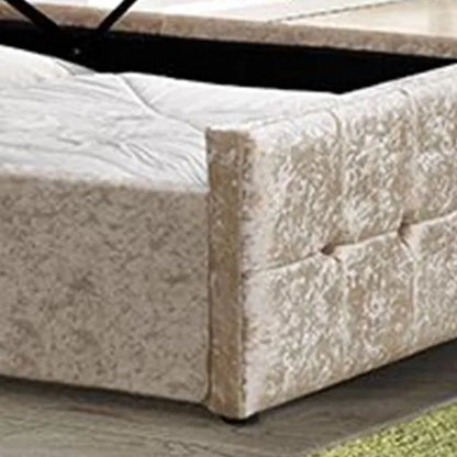 Bedroom Valentina Ottoman Double Bed Frame Upholstered Velvet Fabric