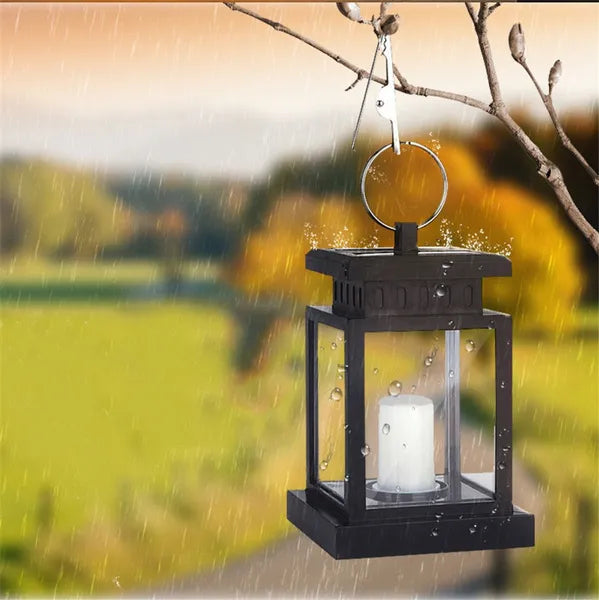 Pack Of 2 Solar Hanging Lantern Outdoor Solar Pathway Lights Candle Effect Stake Garden Patio Yard