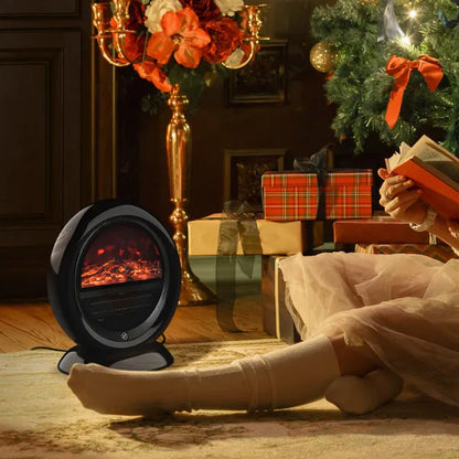 HOMCOM Free Standing Electric Fireplace Heater with Realistic Flame Effect, Rotatable Head, Overheating Protection, 1500W, Black