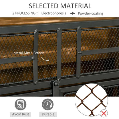 Folding Fireplace Screen with Door Freestanding Spark Guard Metal Mesh Fireguard, 3 Panel Black