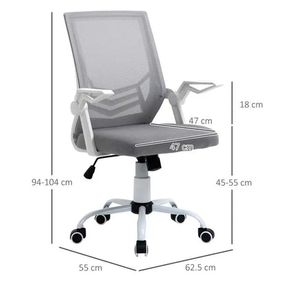 Mesh Home Office Desk Chair Swivel Task Computer With Lumbar Support - Grey