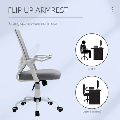 Mesh Home Office Desk Chair Swivel Task Computer With Lumbar Support - Grey