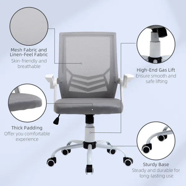 Mesh Home Office Desk Chair Swivel Task Computer With Lumbar Support - Grey