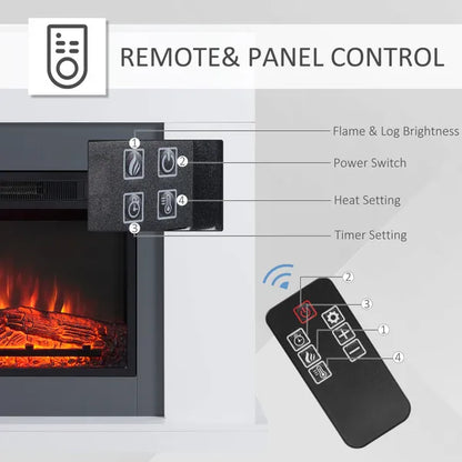 HOMCOM 2000W Electric Fireplace Suite w/ Remote Control LED Flame Effect 7-Day Timer