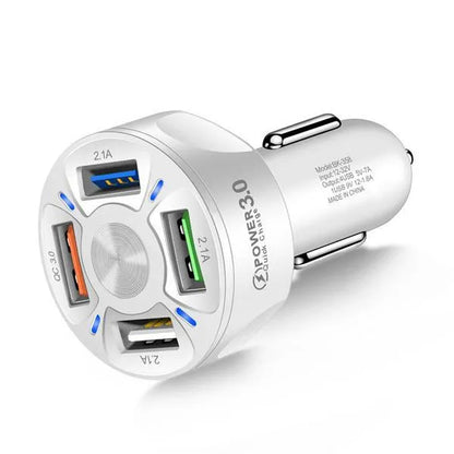 4-Port 65W USB Car Charger 3.0 Fast Mobile Phone Charger Adapter Compatible With iPhone Android Mobile