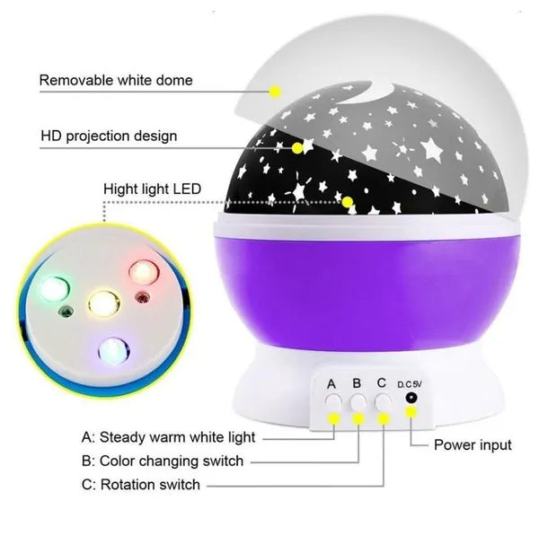 8 Colour Lights Changed Star Night Light Projector Galaxy Led Rotating Toy For Bedroom Kids Sensory Lights