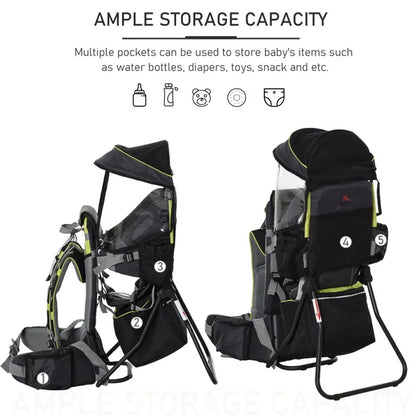 Baby Hiking Backpack Carrier Child Carrier with Ergonomic Hip Seat Detachable Rain Cover Adjustable Straps Stand for Toddler 6-36 Months Black