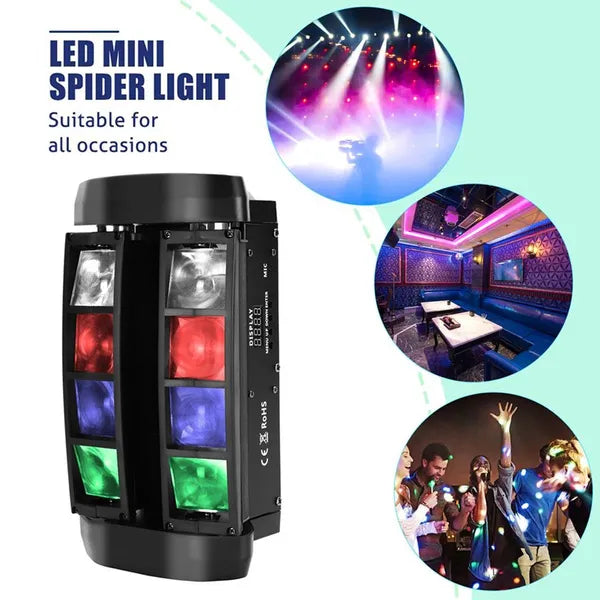 LED Moving Head Mini Spider Light RGBW 4 in 1 Stage Lights DMX Music Mode for DJ Disco Party Stage Lighting 120W