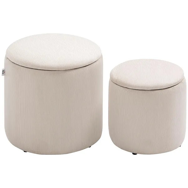 Modern Storage Ottoman With Removable Lid Fabric Storage Dressing Table Foot Stool Set of 2 Grey