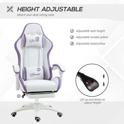 Racing Gaming Chair, Reclining PU Leather Computer Office Chair with 360 Degree Swivel Seat, Footrest, Removable Headrest