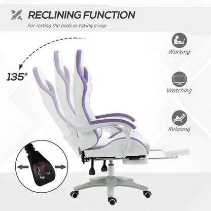 Racing Gaming Chair, Reclining PU Leather Computer Office Chair with 360 Degree Swivel Seat, Footrest, Removable Headrest