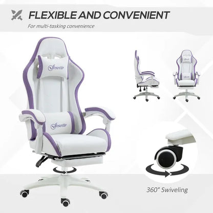 Racing Gaming Chair, Reclining PU Leather Computer Office Chair with 360 Degree Swivel Seat, Footrest, Removable Headrest