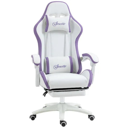 Racing Gaming Chair, Reclining PU Leather Computer Office Chair with 360 Degree Swivel Seat, Footrest, Removable Headrest