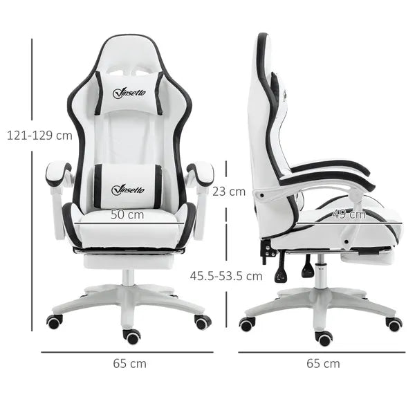 Racing Gaming Chair, Reclining PU Leather Computer Office Chair with 360 Degree Swivel Seat, Footrest, Removable Headrest