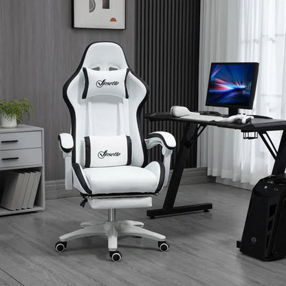 Racing Gaming Chair, Reclining PU Leather Computer Office Chair with 360 Degree Swivel Seat, Footrest, Removable Headrest