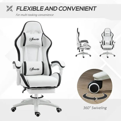 Racing Gaming Chair, Reclining PU Leather Computer Office Chair with 360 Degree Swivel Seat, Footrest, Removable Headrest