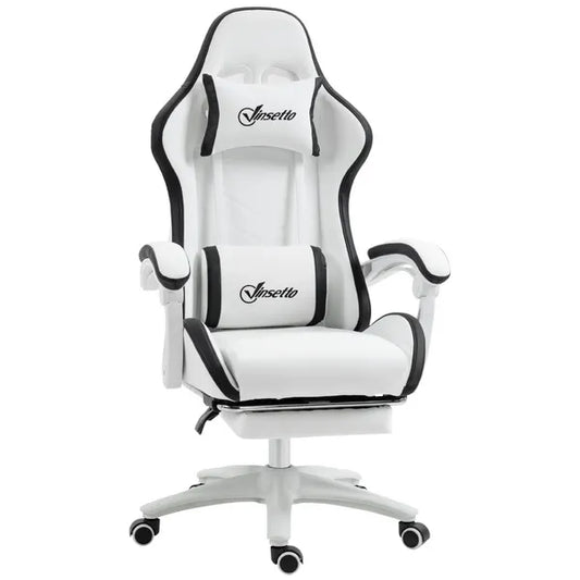 Racing Gaming Chair, Reclining PU Leather Computer Office Chair with 360 Degree Swivel Seat, Footrest, Removable Headrest