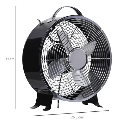 26cm 2-Speed Electric Table Desk Fan W/ Safety Guard Anti-Slip Feet Portable Personal Cooling Fan Home Office Bedroom Black