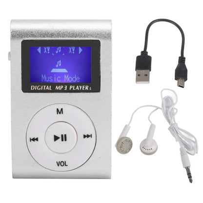 Portable Retro Old School Style MP3 Music Player Mini Clip-Type With LCD Screen Includes 32GB Memory Card