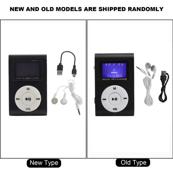 Portable Retro Old School Style MP3 Music Player Mini Clip-Type With LCD Screen Includes 32GB Memory Card