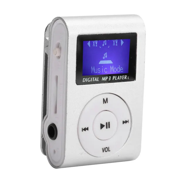 Portable Retro Old School Style MP3 Music Player Mini Clip-Type With LCD Screen Includes 32GB Memory Card