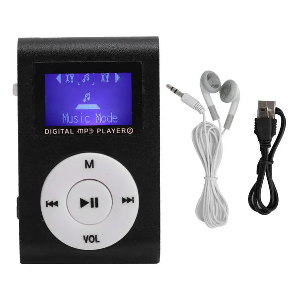 Portable Retro Old School Style MP3 Music Player Mini Clip-Type With LCD Screen Includes 32GB Memory Card