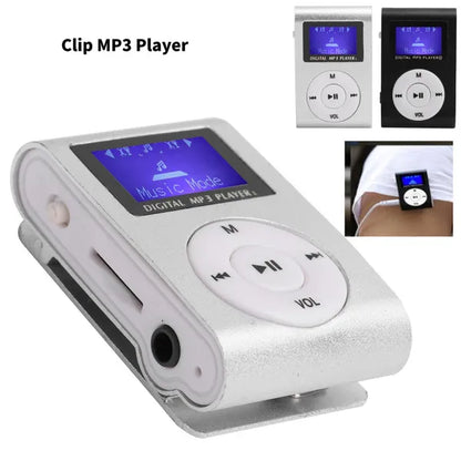 Portable Retro Old School Style MP3 Music Player Mini Clip-Type With LCD Screen Includes 32GB Memory Card