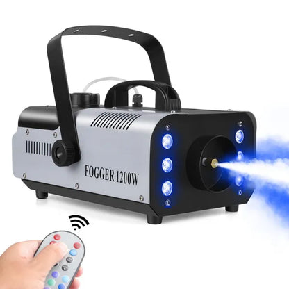 Fog Machine, 1200W Smoke Machine with 6 LED Lights, Wireless Remote Control For Halloween Parties Decoration Holiday Events Raves Clubs