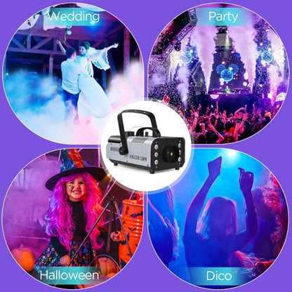 1200W Smoke Machine Fog Machine Stage Haze Effect W/ RGB 6 LEDS Lighting for Play Theater Professional Stage Home Entertainment Halloween Party DJ Nightclub Wedding