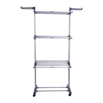 Heavy Duty Laundry Clothes Indoor Outdoor Portable Folding Drying Rack Rail Rolling Hanger Holder Airer