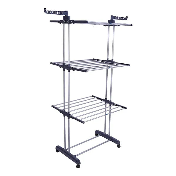 Heavy Duty Laundry Clothes Indoor Outdoor Portable Folding Drying Rack Rail Rolling Hanger Holder Airer