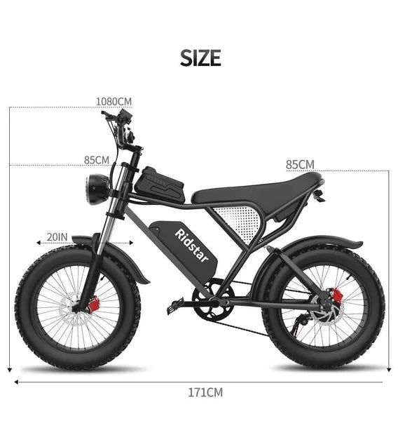 Ridstar Q20 1000W 48V 20'' Fat Tyre 20A Battery All Terrain Off-Road Electric Bike