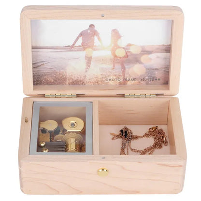 Wooden Music Box Photo Frame Unique Musical Box Christmas Valentine's Day Gift