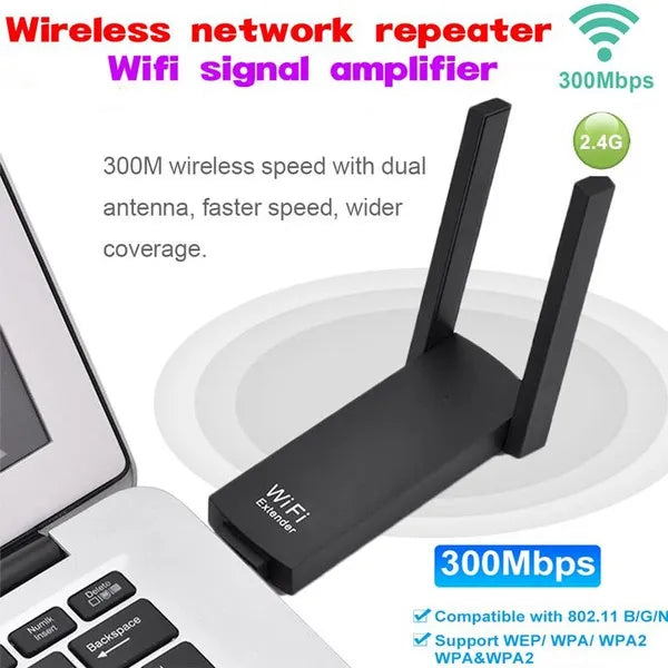 PIXLINK Wireless Wifi Repeater 300mbps USB Wireless Router Signal Amplifier Dual Antennas Range Extender 2.5GHz