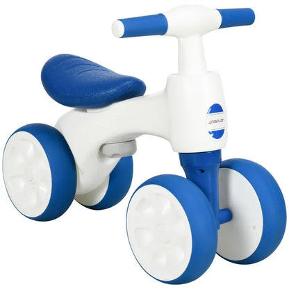 Baby Balance Bike, Lightweight First Training Bike, with Anti-Slip Handlebars, Four Wheels, No Pedals, for Ages 18-36 Months - Blue