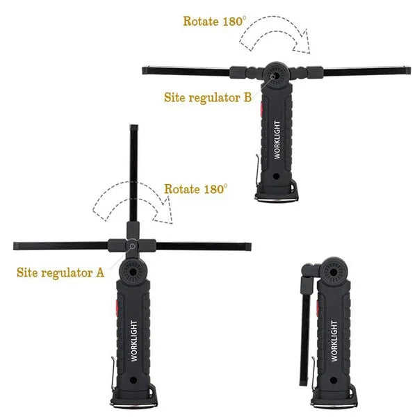 Rechargeable Magnetic LED Emergency Floodlight COB Folding Camping Work Light Strong Flashlight Car Service Lamp Torch