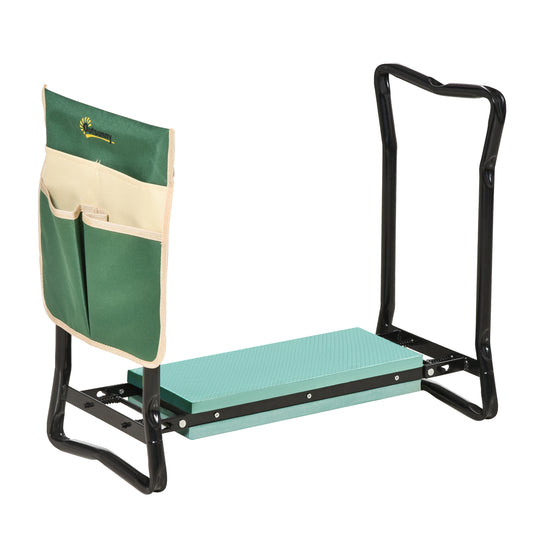 Steel Frame Gardening Kneeler Kneeling Seat Pad With Pouch Green