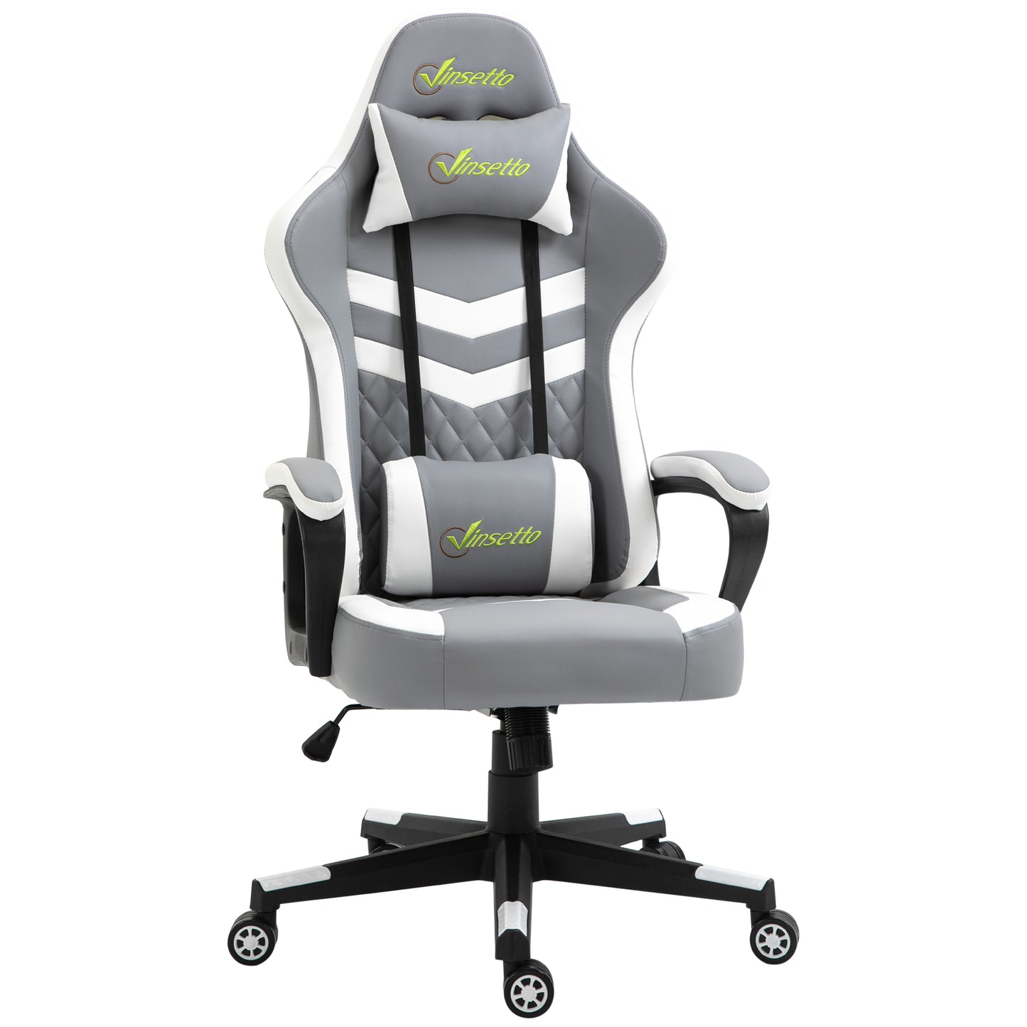 Racing Gaming Office Chair with Lumbar Support, Headrest, Swivel Wheel, PVC Leather Gamer Desk Chair for Home Office,