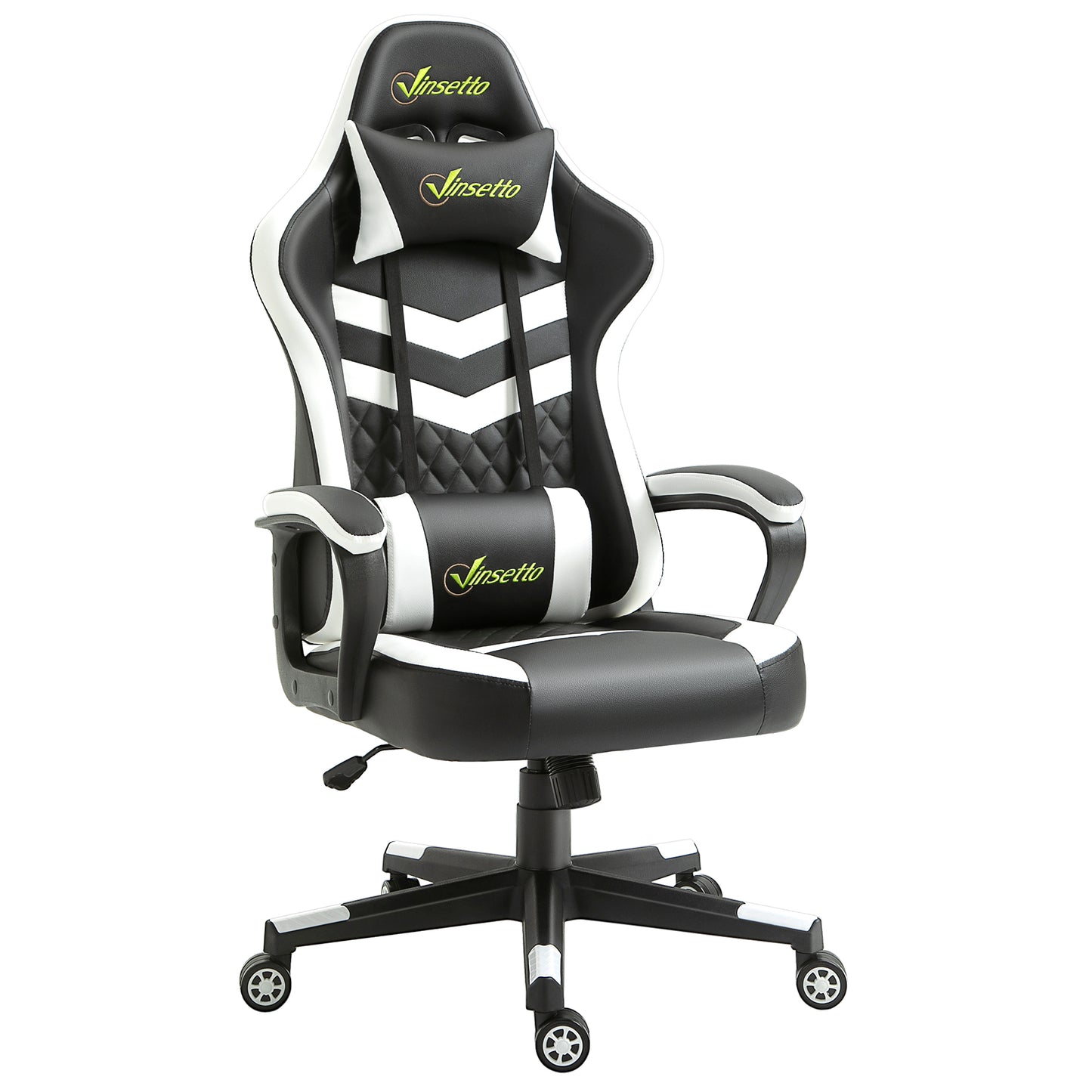 Racing Gaming Office Chair with Lumbar Support, Headrest, Swivel Wheel, PVC Leather Gamer Desk Chair for Home Office,