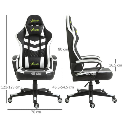 Racing Gaming Office Chair with Lumbar Support, Headrest, Swivel Wheel, PVC Leather Gamer Desk Chair for Home Office,