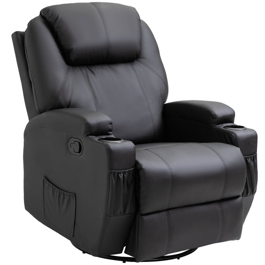 Recliner Sofa  PU Leather Armchair Cinema Massage Chair Swivel Nursing Gaming Chair Black