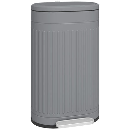 30 Litre Pedal Bin, Fingerprint Proof Kitchen Bin with Soft-close Lid, Metal Rubbish Bin with Foot Pedal and Removable Inner Bucket, Grey