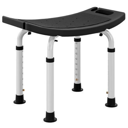 Height Adjustable Bath Stool, Aluminium Shower Stool with Non-Slip Pads -  Black