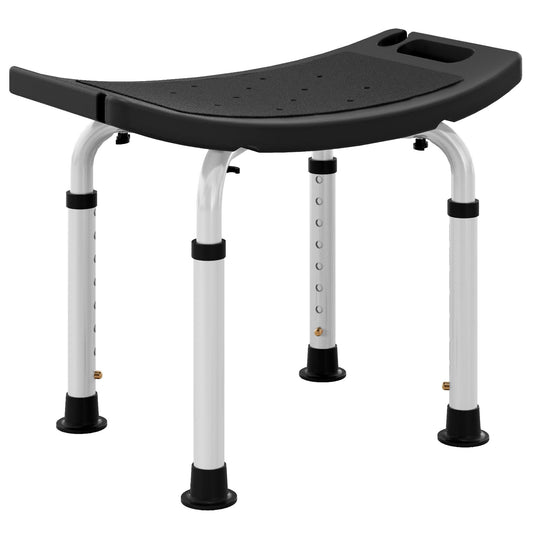 Height Adjustable Bath Stool, Aluminium Shower Stool with Non-Slip Pads -  Black