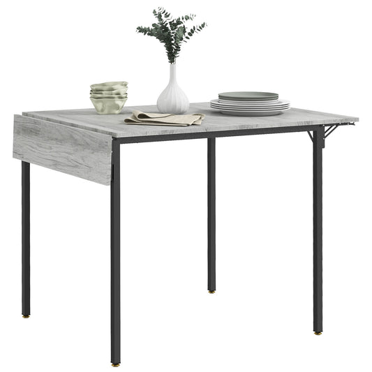 Retro Style Drop Leaf Table for 2-4 People, Folding Dining Table, Extendable Kitchen Table for Small Space, Grey