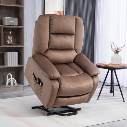 Electric Riser and Recliner Chair with Vibration Massage, Heat, Side Pocket, Brown