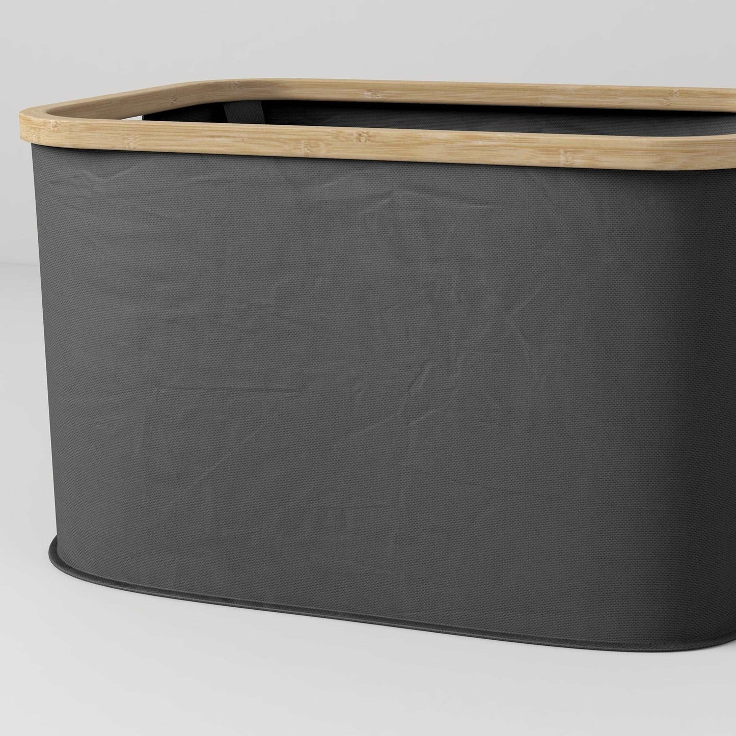 36L Foldable Laundry Basket, with Bamboo Top - Black