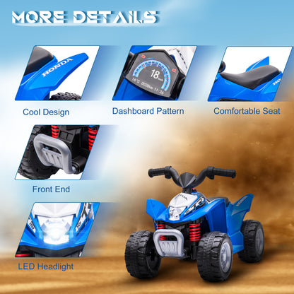 AIYAPLAY Honda Licensed Kids Electric Quad Bike 6V ATV Ride On for 1.5-3 Years Blue