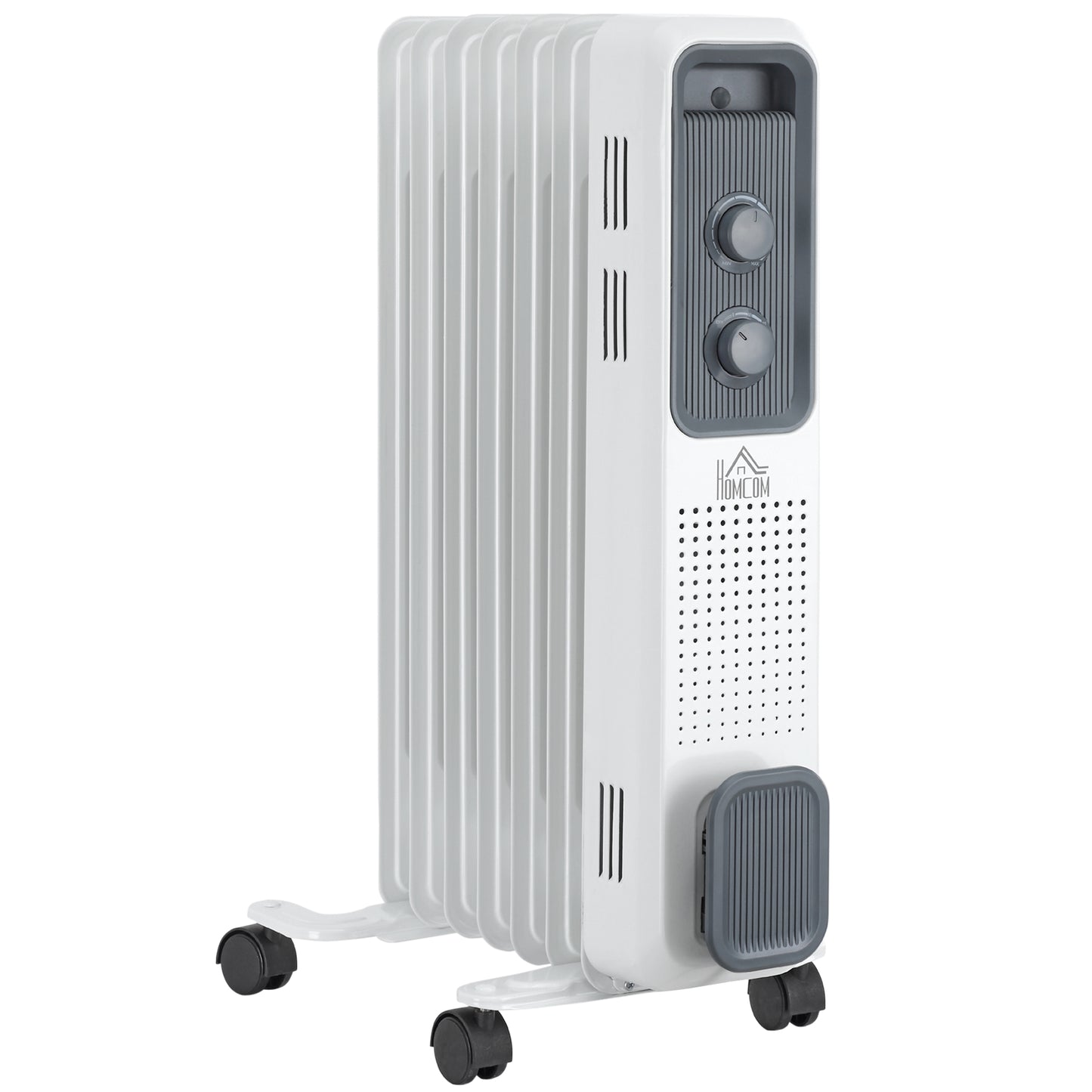 Oil Filled Radiator, Portable Electric Heater With Three Modes Adjustable Thermostat Safety Switch / White 1630W