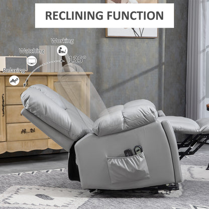 Lift Chair, Quick Assembly, Riser and Recliner Chair with Vibration Massage, Heat, Charcoal Grey